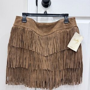 Scully Women's Tan Fringe Mini Skirt